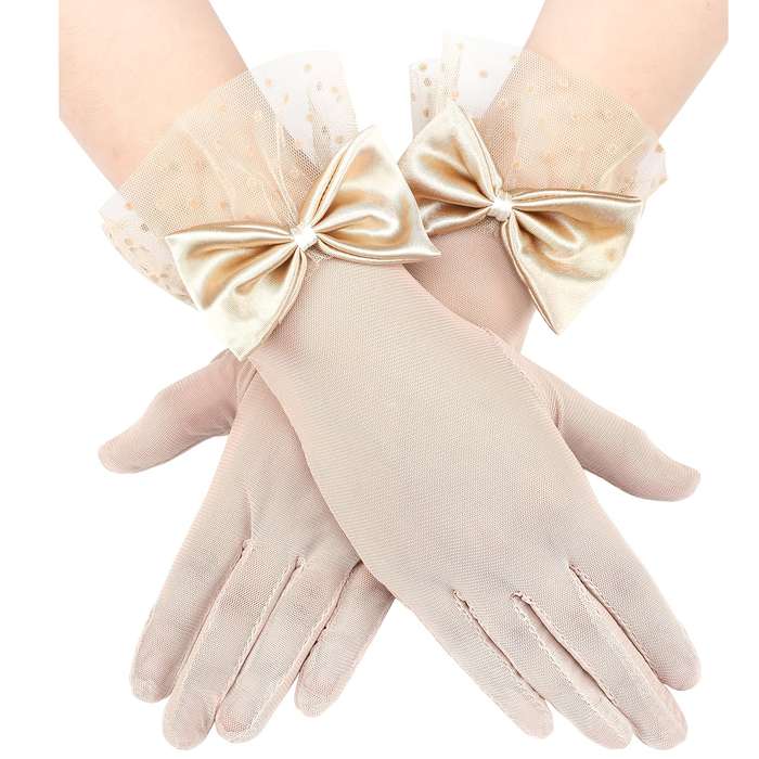 1 Pair Khaki Vintage Style Lace Gloves