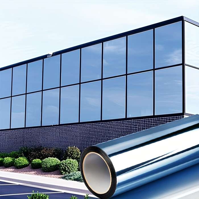 1pc Black Silvery Sun Film Size 60cmx5m Door Window Sticker
