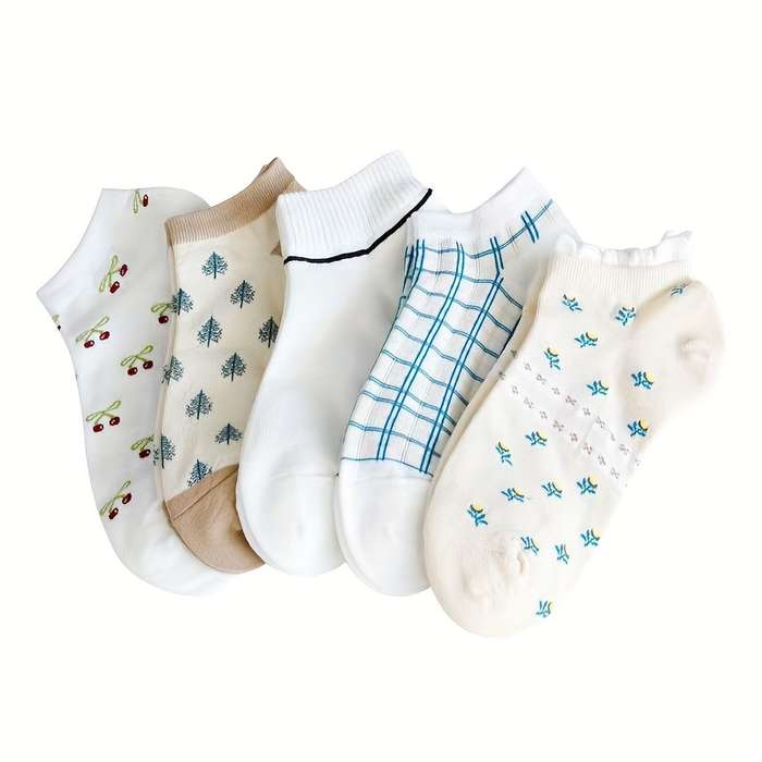 5 Pairs Random Colors One Size High Elastic Socks
