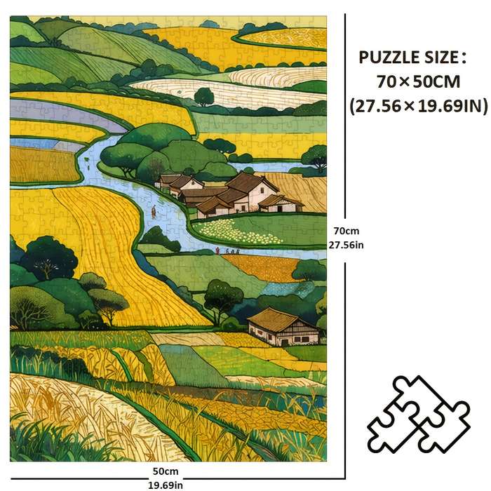 1000pcs Vibrant Rural Scenery Jigsaw Puzzle High-Quality Paper Multicolor Ideal f