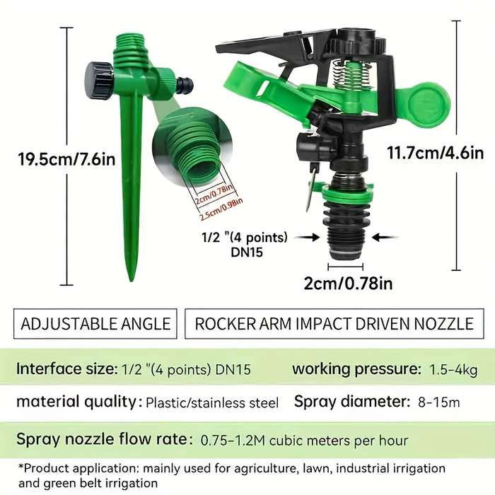 2Pcs Rotating Garden Sprinklers Adjustable Spray Nozzle