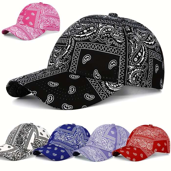 1pc Assorted Paisley Print Baseball Caps For Women Adjustable Sun Protection Sports Hats