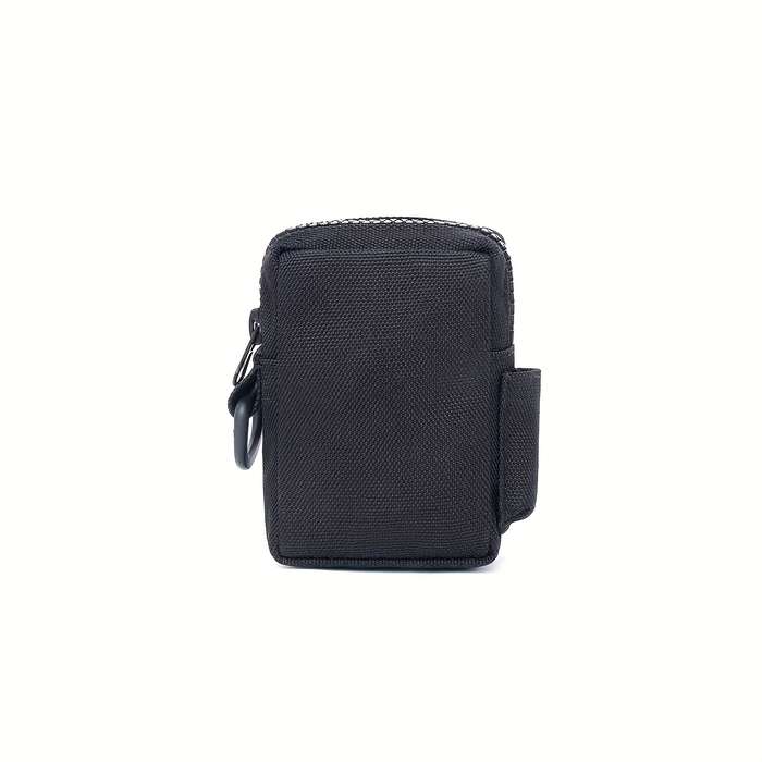 1pc Outdoor Canvas Waist Bag Black Oxford Cloth Secure Zippered Coin Pouch with Clip Durable