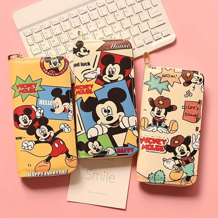1pc Disney 1pc Cartoon Mickey Men and Women Wallet Mickey Mouse Printed Anime Fashion Long Zipper