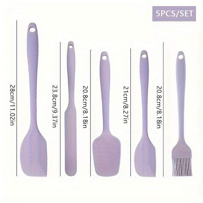 5pcs Silicone Kitchen Tools Set Nordic Colors Large Small Spatulas Serving Spoons Oil Brush