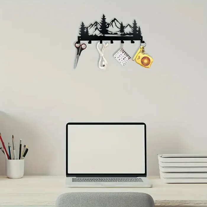 1pc Charming Metal Forest Key Hook Easy Install Wall Mount for Towels Hats Purses Stylish Entrance B