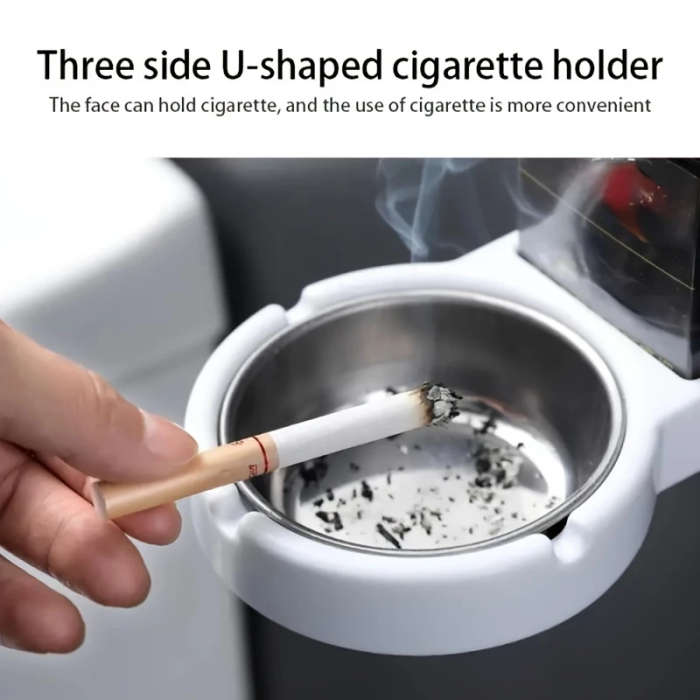 1pc Wall-Mounted No-Drill Bathroom Ashtray Contemporary Circular Plastic Design Space-Saving