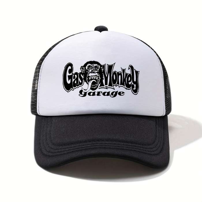 1pc Gas Monkey Garage Printed Half Mesh Baseball Cap Lightweight Sun Hat for Men Women Ret