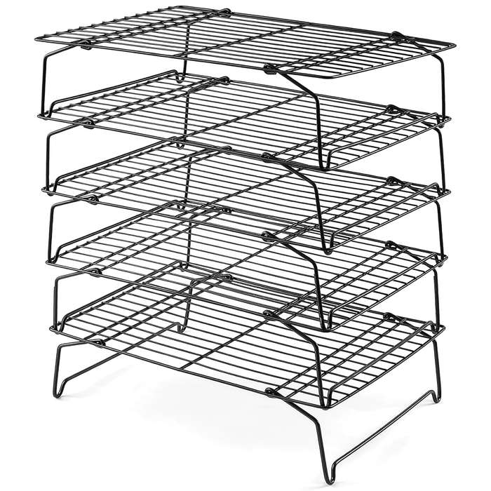 5pcs Cooling Rack Set Stackable Baking and Cooking Rack for Cooling Grilling Foldable and Hea