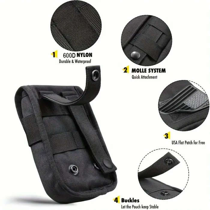 Water-Resistant Nylon Tactical Phone Pouch with Belt Clip and American Flag Patch Durable Outdoor