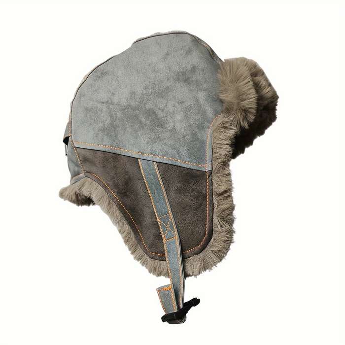 1pc Unisex Retro Geometric Pattern Suede Velvet Winter Beanie Thickened Insulation Windproof Ear