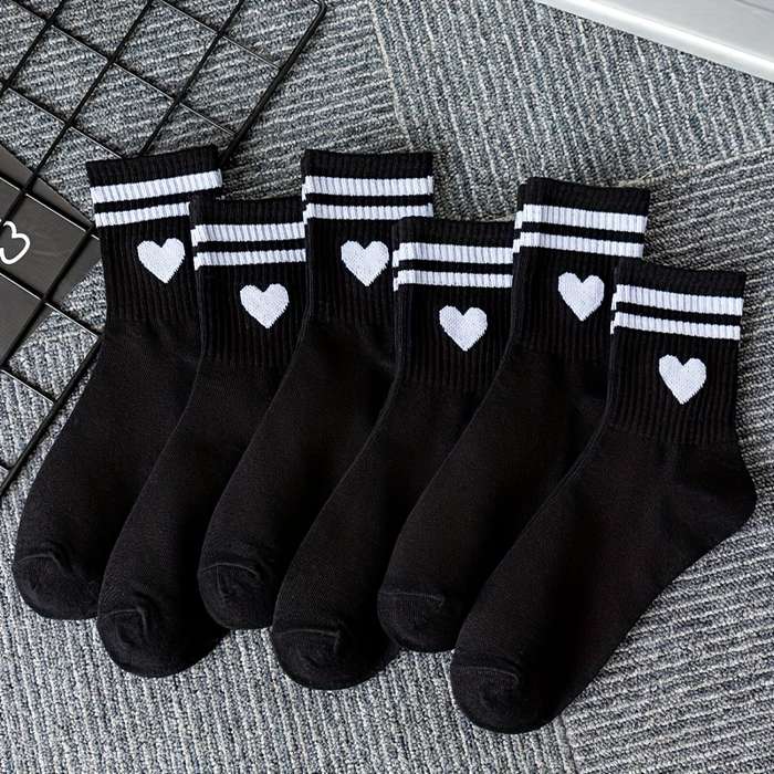6 Pairs Black One Size High Elastic Socks