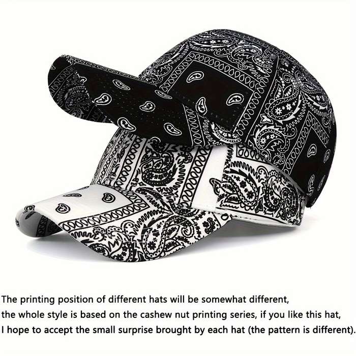 1pc Assorted Paisley Print Baseball Caps For Women Adjustable Sun Protection Sports Hats