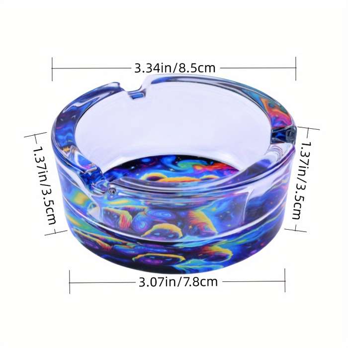 1pc Charming Cartoon Flower Glass Ashtray 85mm Round Perfect for Home Gifts