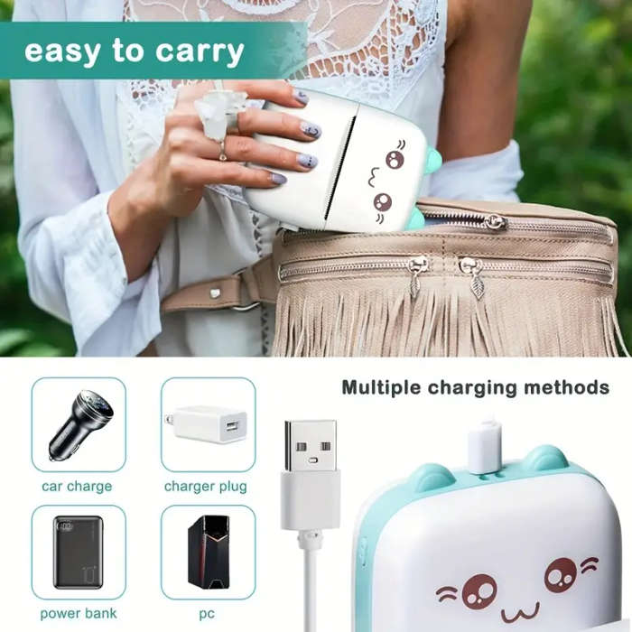 1pc Wireless Mini Thermal Printer Wireless Mini Thermal Printer Portable Label Maker 200dpi