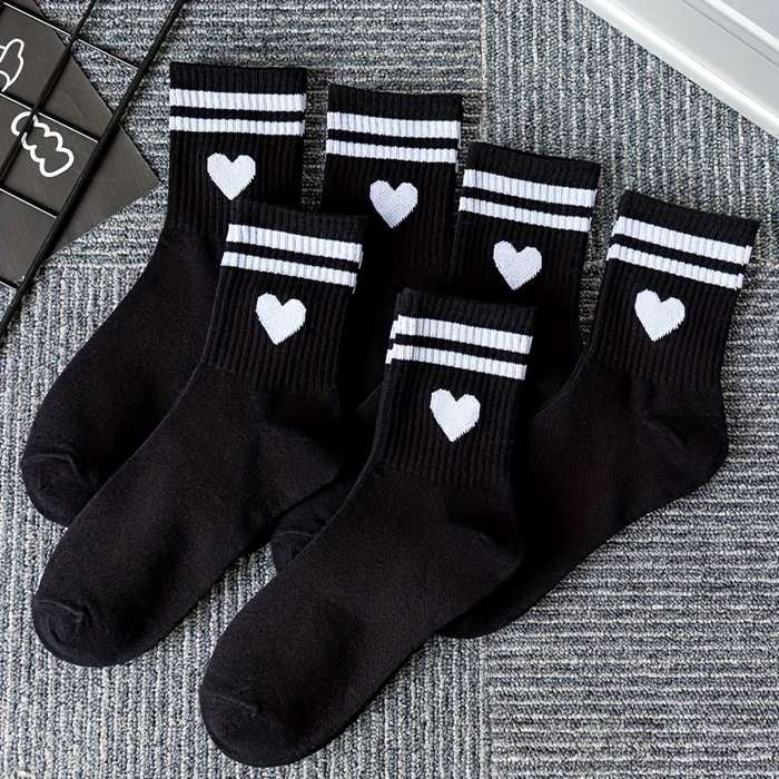 6 Pairs Black One Size High Elastic Socks