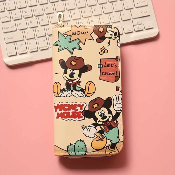 1pc Disney 1pc Cartoon Mickey Men and Women Wallet Mickey Mouse Printed Anime Fashion Long Zipper