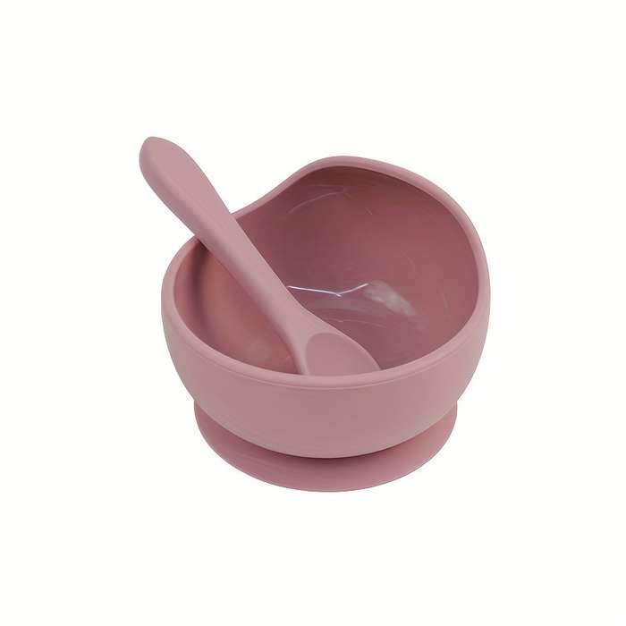 2pcs Silicone Set with Spoon for Babies Kids Toddlers Baby Led Weaning Food Plates First
