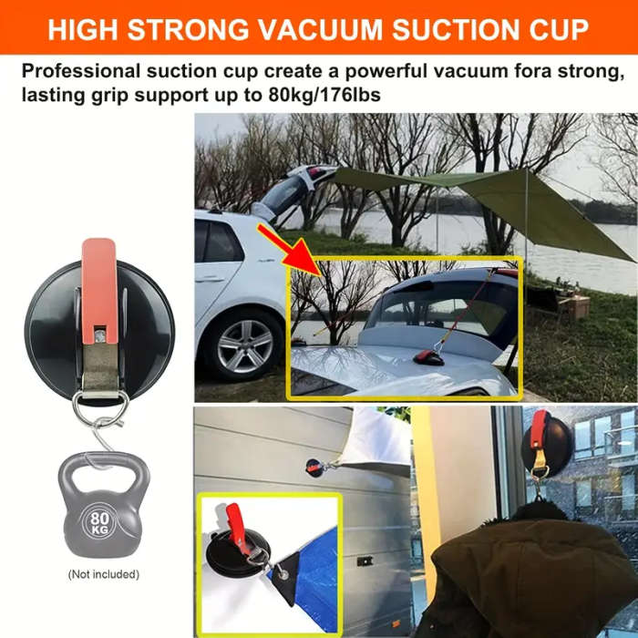 With Hook, Vacuum Fixed Suction Cup, Heavy Duty Car Suction Cup with Hook, 1 Suction Cup with 2 S-Sh