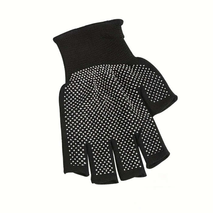 1Pair Breathable Half-Finger Sports Handwear with Anti-Slip Silicone Grip Polyamide Woven Fabric for
