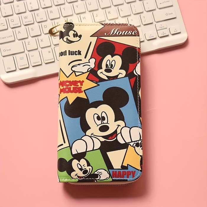 1pc Disney 1pc Cartoon Mickey Men and Women Wallet Mickey Mouse Printed Anime Fashion Long Zipper