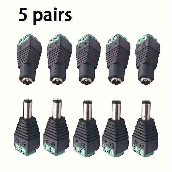 10pcs 5Pair Male Female DC Power Cable Plug Wire Connector Jack Power Plug Adapter for LED Stri