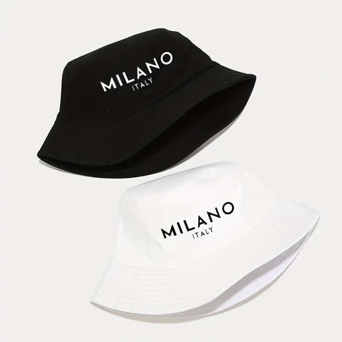 1pc MILANO ITALY Printed Bucket Hat Breathable Sun Hat Outdoor Sports Vacation Travel Foldable Fishe