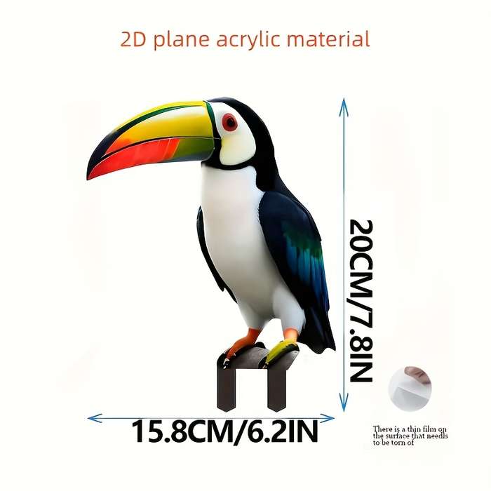 1pc 2D Flat   Home Leisure Colorful Toucan Outdoor Garden Decor Ground Insert Durable Acr