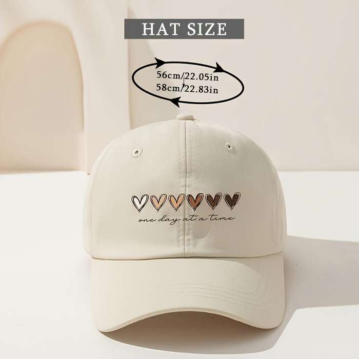1pc Heart Printed Baseball Cap Breathable Adjustable Golf Hat with Curved Brim Summer Fashion Sun