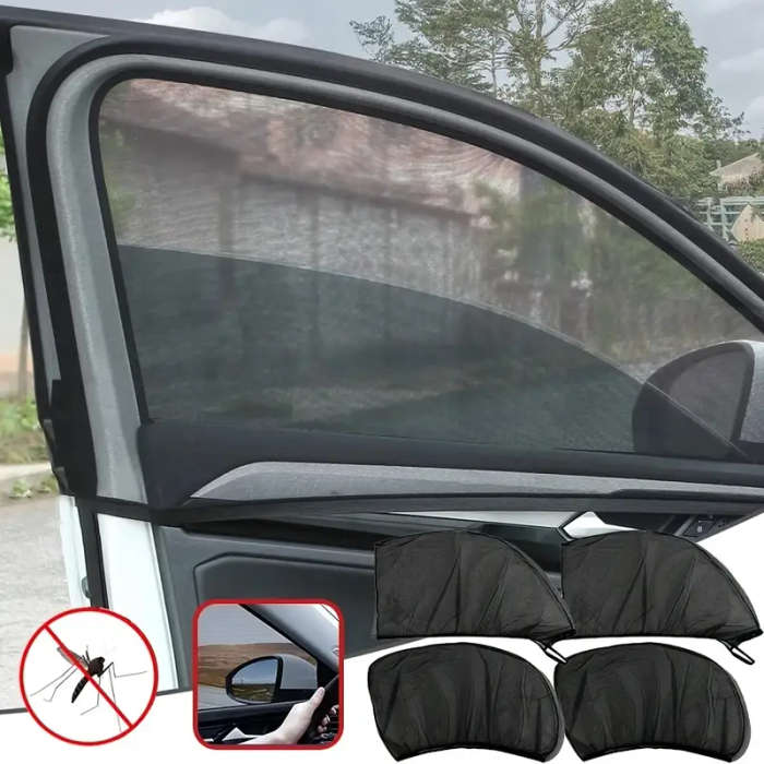 4pcs Polyester Car Sunshade Screen UV Protection Anti-Mosquito Insulation Reflective Awnings