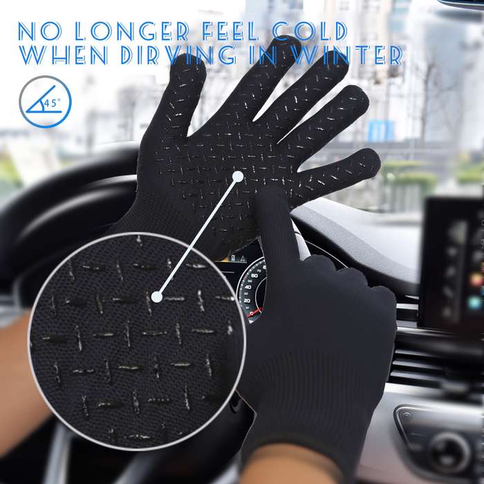 1 Pair L Style Navy Blue Warm Gloves