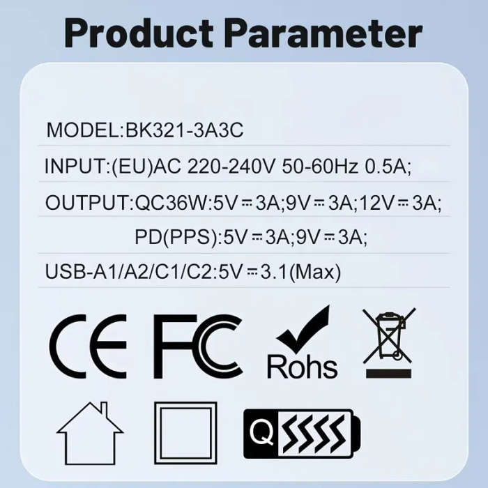 1pc USB C Charger Multiple USB C Charge Plug 50W 6 Port USB C Quick Charger for iPhone 15 14 13 12