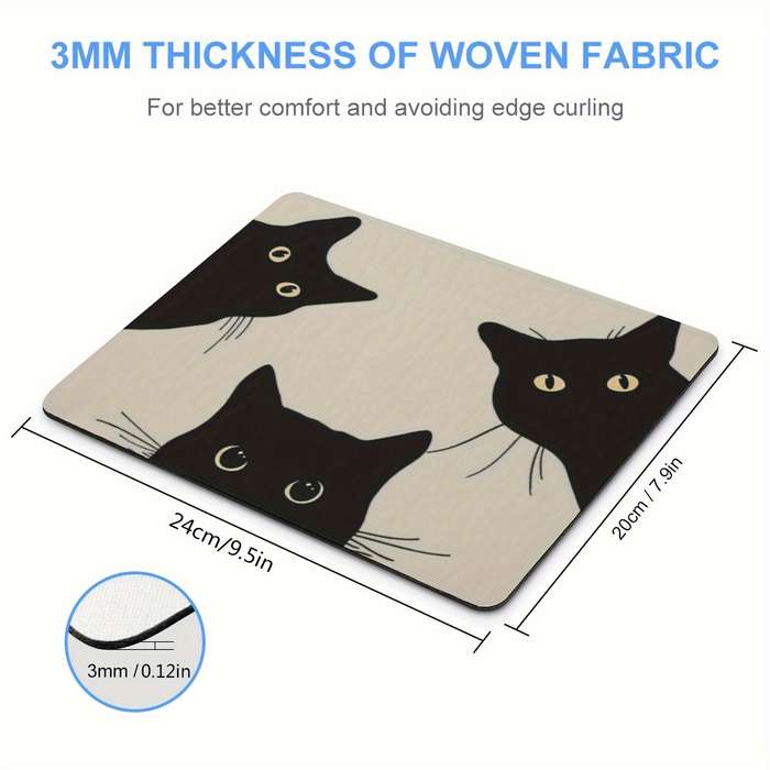 1pc of Three Black Cat Game Mouse Pads Rectangular Mouse Pads for Women and Girls w