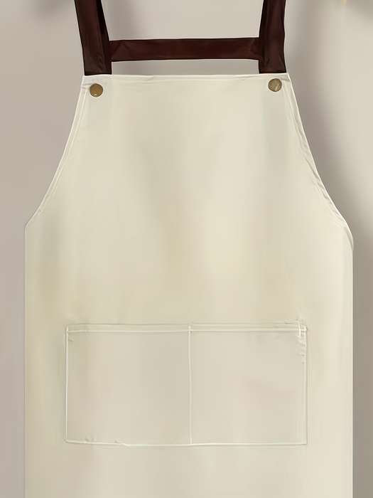 1pc Vintage Style Unisex Waterproof Oil-Proof Kitchen Apron with Wipe Pocket Solid Color PVC