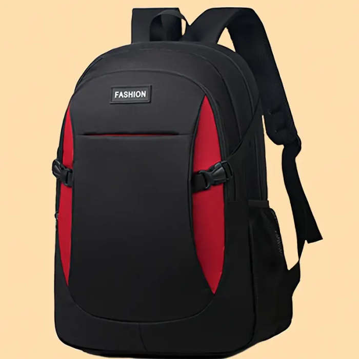 1pc Fashionable Large Capacity Backpack Casual Solid Color Nylon Material with Tassel Embellishment