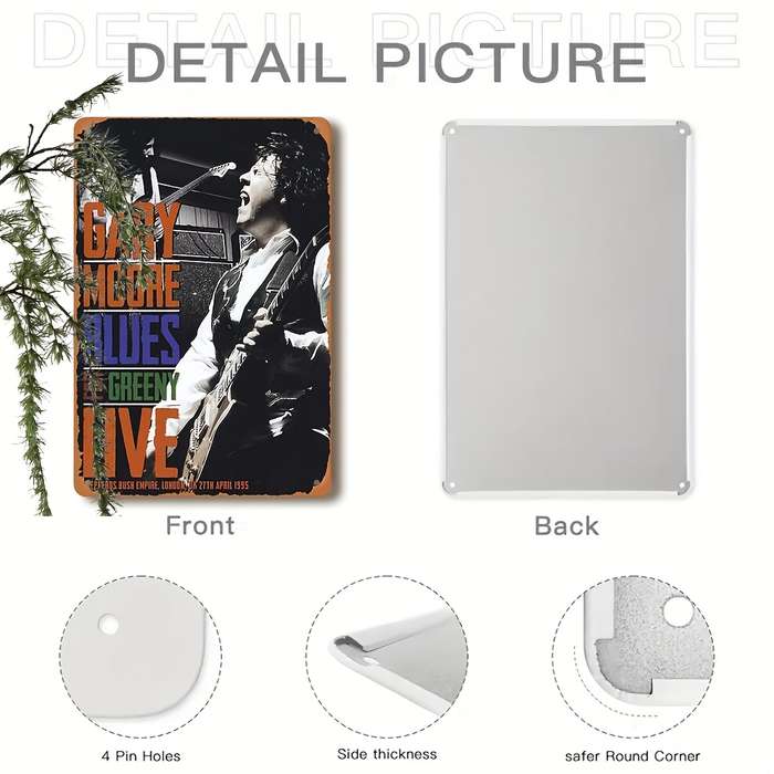1pc 2D Gary Moore Blues Live Vintage Metal Tin Sign 30.48x20.32 cm Iron Wall Art Poster for Home a