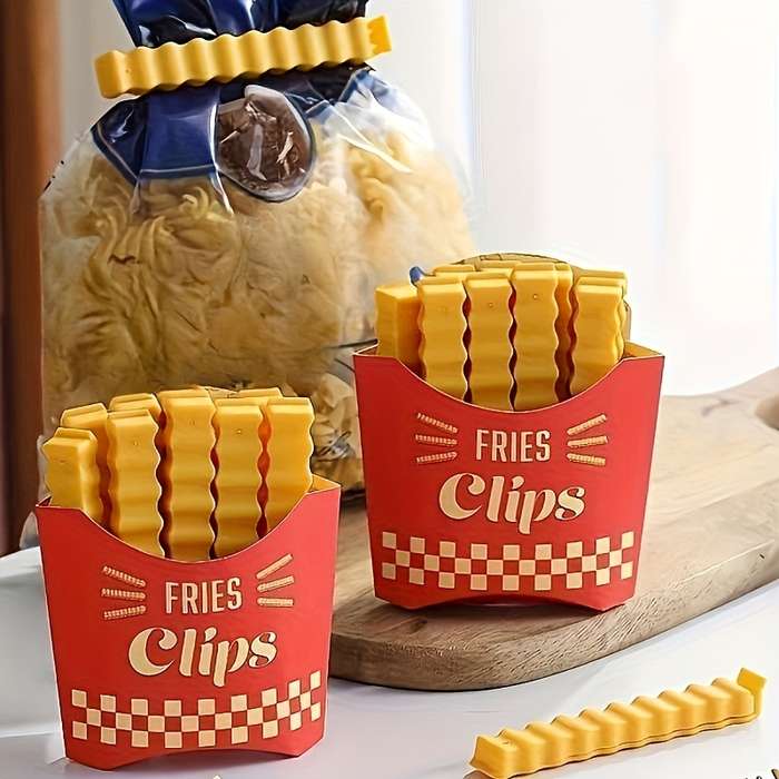 12-Pack Acrylic French Fry Shaped Bag Clips Magnetic Food Bag Sealers for Freshness Kitchen A