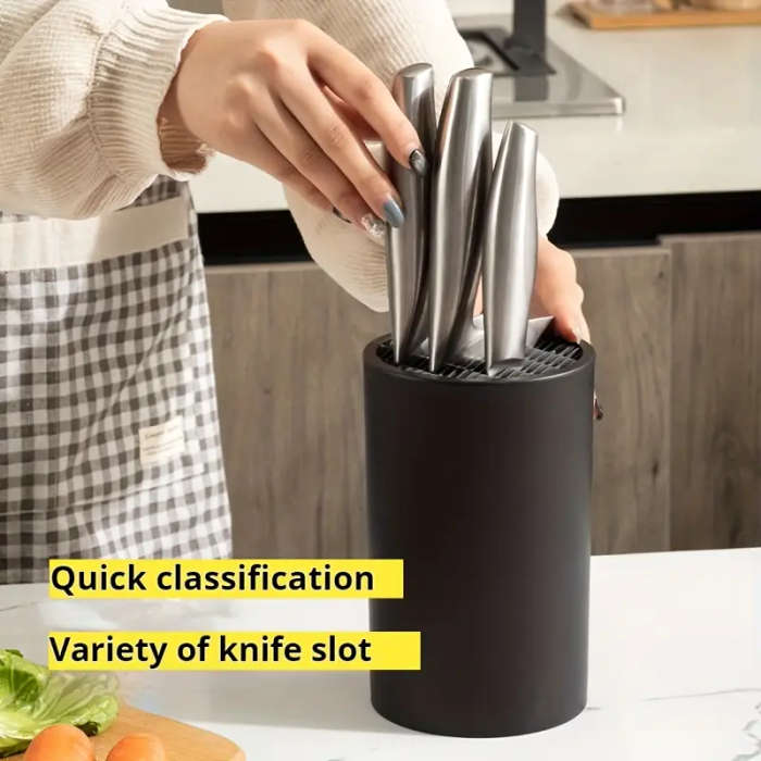1pc Multifunctional Knife Block Detachable Easy-Clean Plastic Knife Storage Holder Kitchen Utensil O