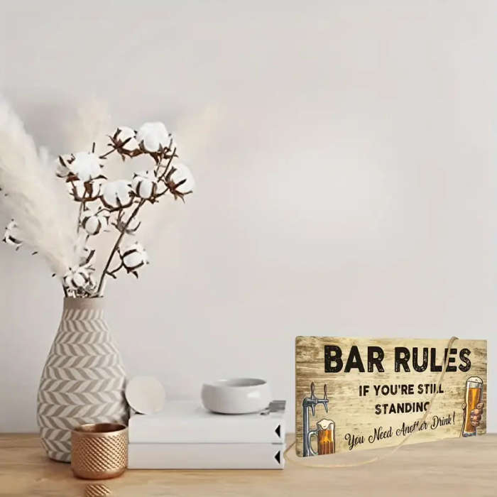 1pc Classic Wooden Plaque Wall Art Versatile Decor for Home Restaurant Bar Cafe Easy Hang