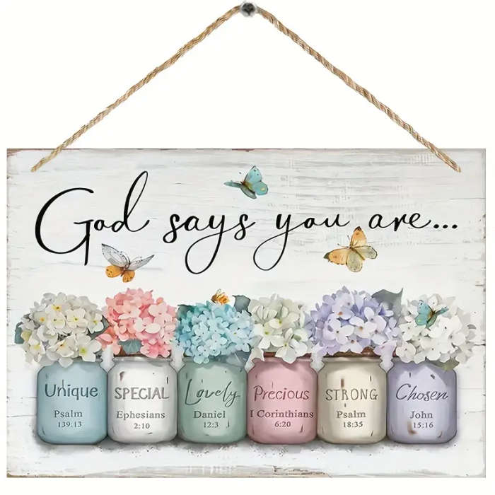 1pc Vintage Inspirational Bible Verse Wooden Wall Art Square Framed Print for Living Room  Bedroom D