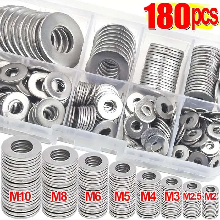 Set Of 180 Stainless Steel Washers