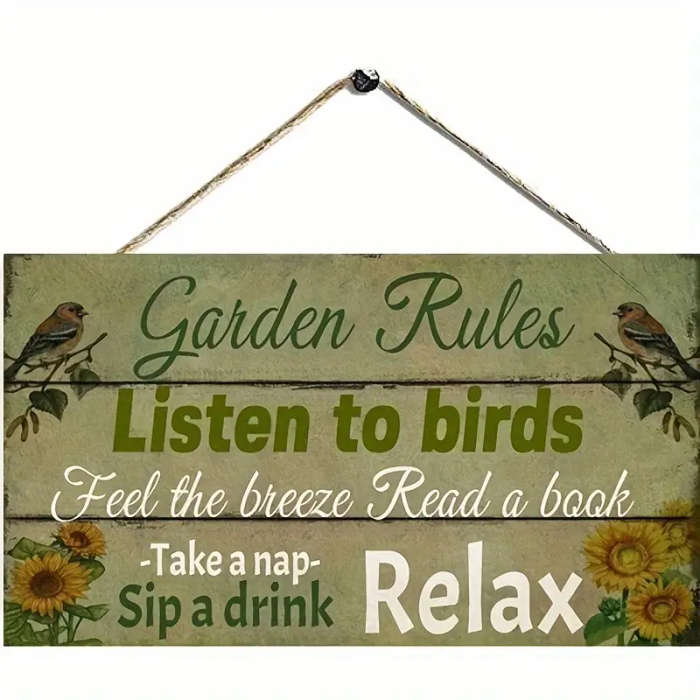 1pc Rustic Garden Rules Wooden Sign Vintage-Inspired Home Garden Wall Decor Indoor Outdoor Use Artis