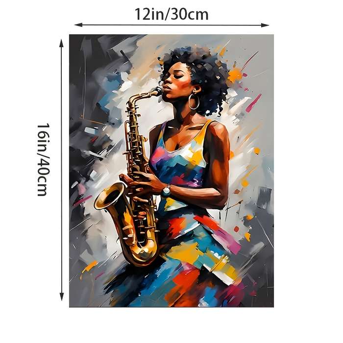 1pc Vibrant Saxophone Player Abstract Jazz Canvas Art Print 30.48x40.64cm Frameless Wall Decor f