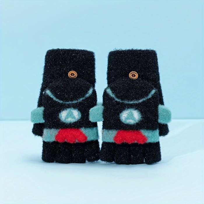 1 Pair Black Warm Gloves