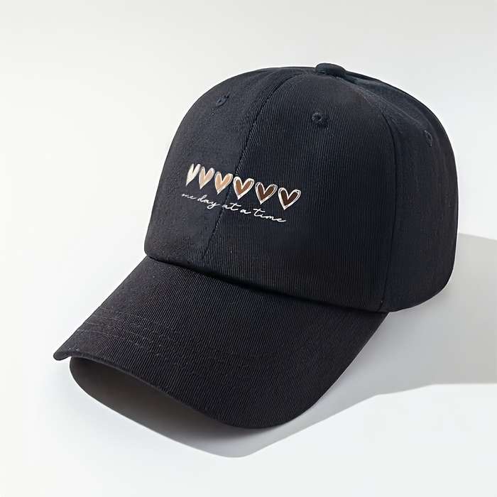 1pc Heart Printed Baseball Cap Breathable Adjustable Golf Hat with Curved Brim Summer Fashion Sun