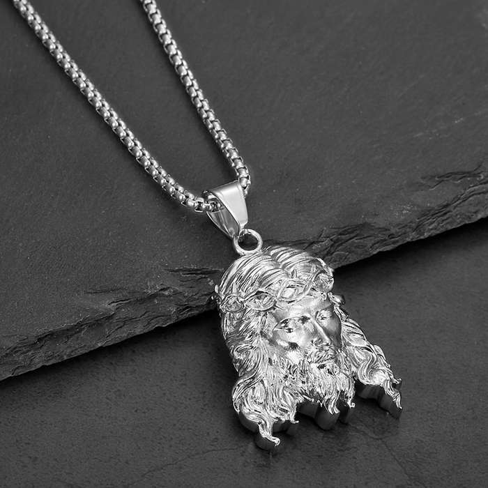 1 Piece Steel Color Jesus Theme Pendant