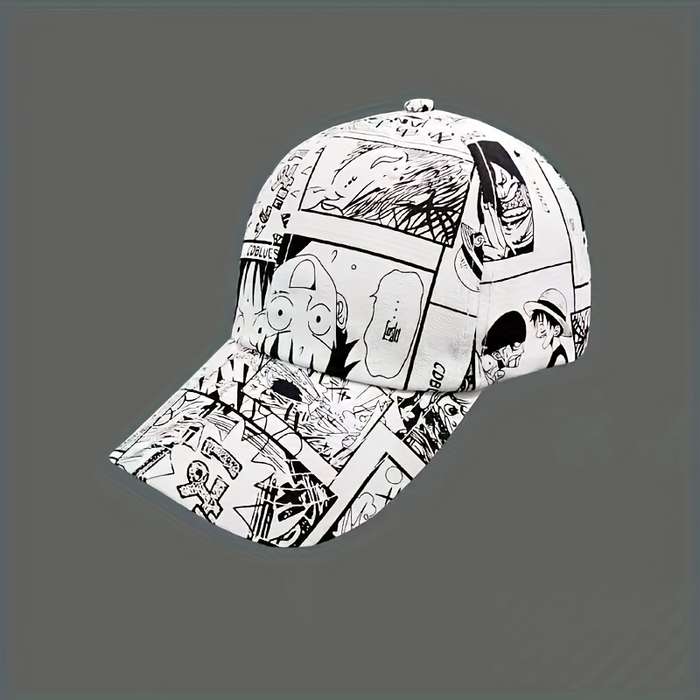 1pc Trendy Men's Graffiti Baseball Cap Black White Abstract Design Lightweight Sun Protect