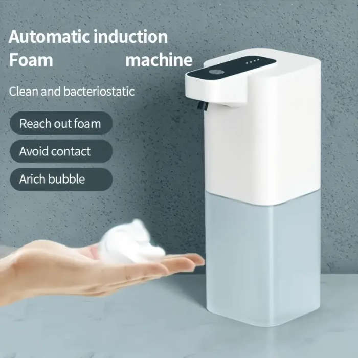 1pc Automatic Foam Hand Soap Dispenser Wall-Mounted No-Contact Infrared Sensor USB Rechargeable