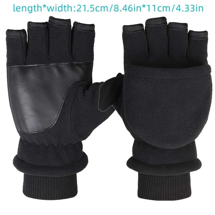 1 Pair Black Warm Gloves