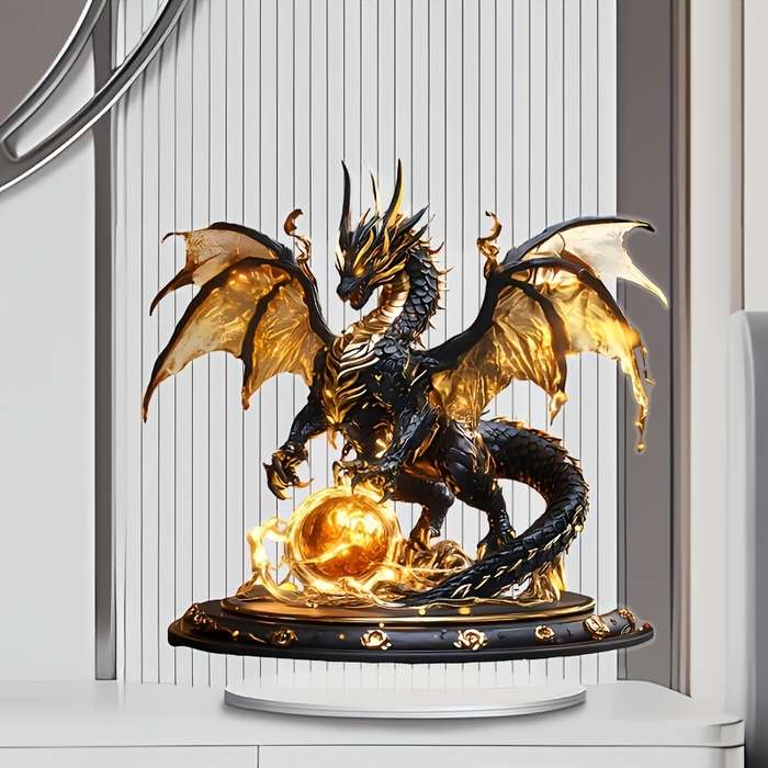 1pc 2D Flat   Classic Fantasy Dragon Desk Art  Acrylic Tabletop Decor Multipurpose No Elect